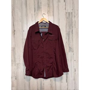 Triumph & Tragedy Burgundy Button-Up Shirt 2XL Long Sleeve Casual Top